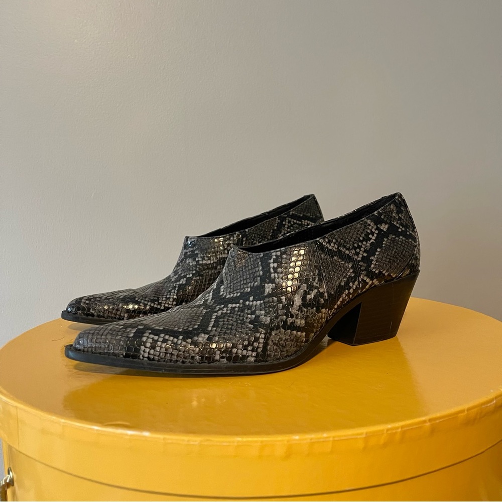 Zara faux snakeskin western booties
